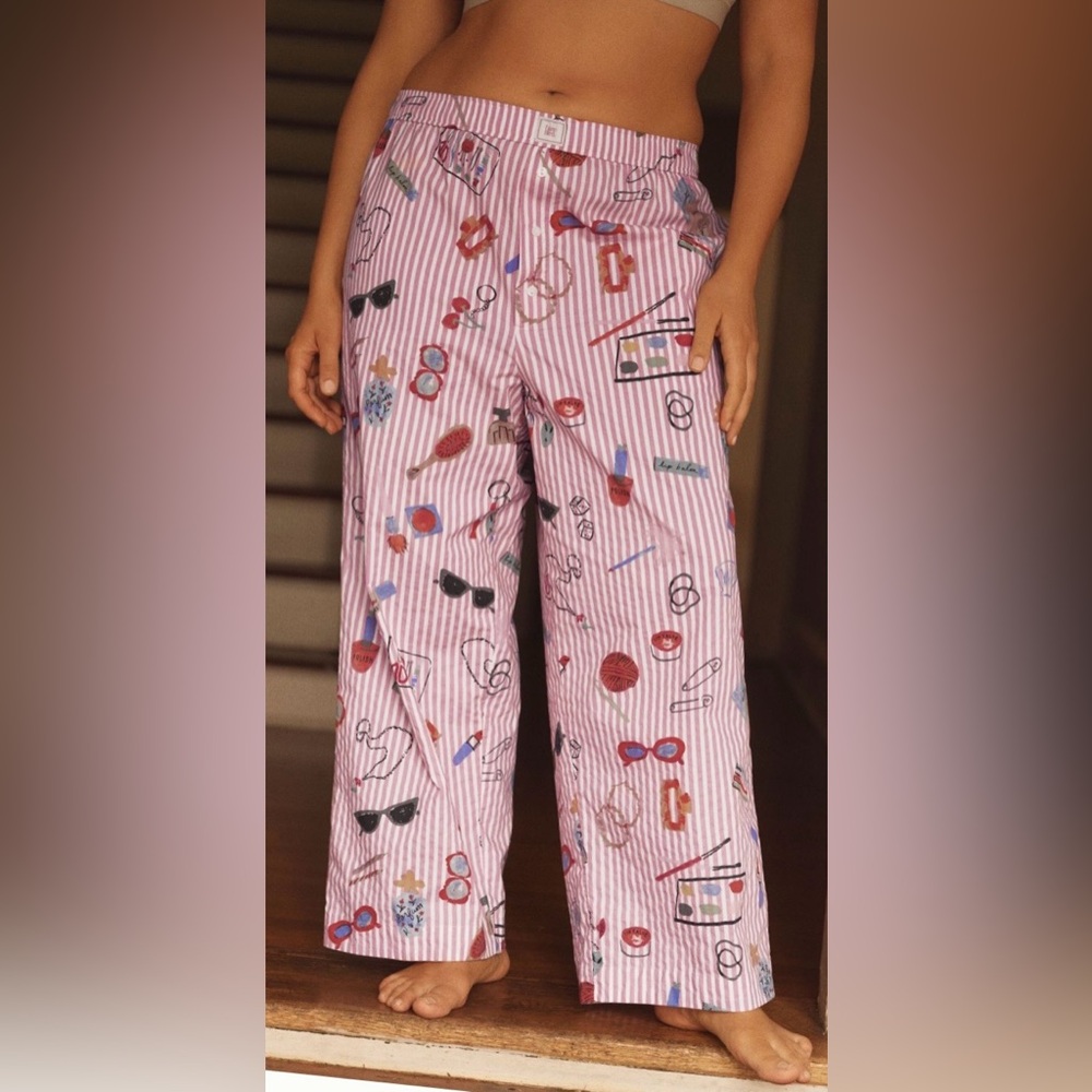 Striped Pajama Pants with Fun Print